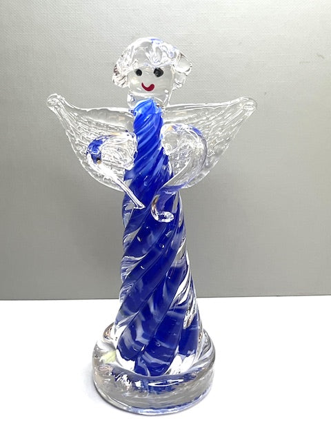 Sklenený Anjel v modrom (15cm)