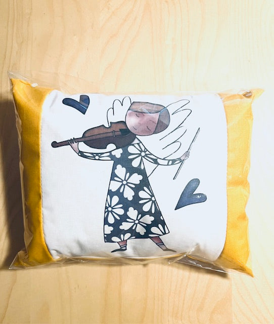 Anjelsky bylinkový vankúšik - s anjelikom hrajúcim na husle