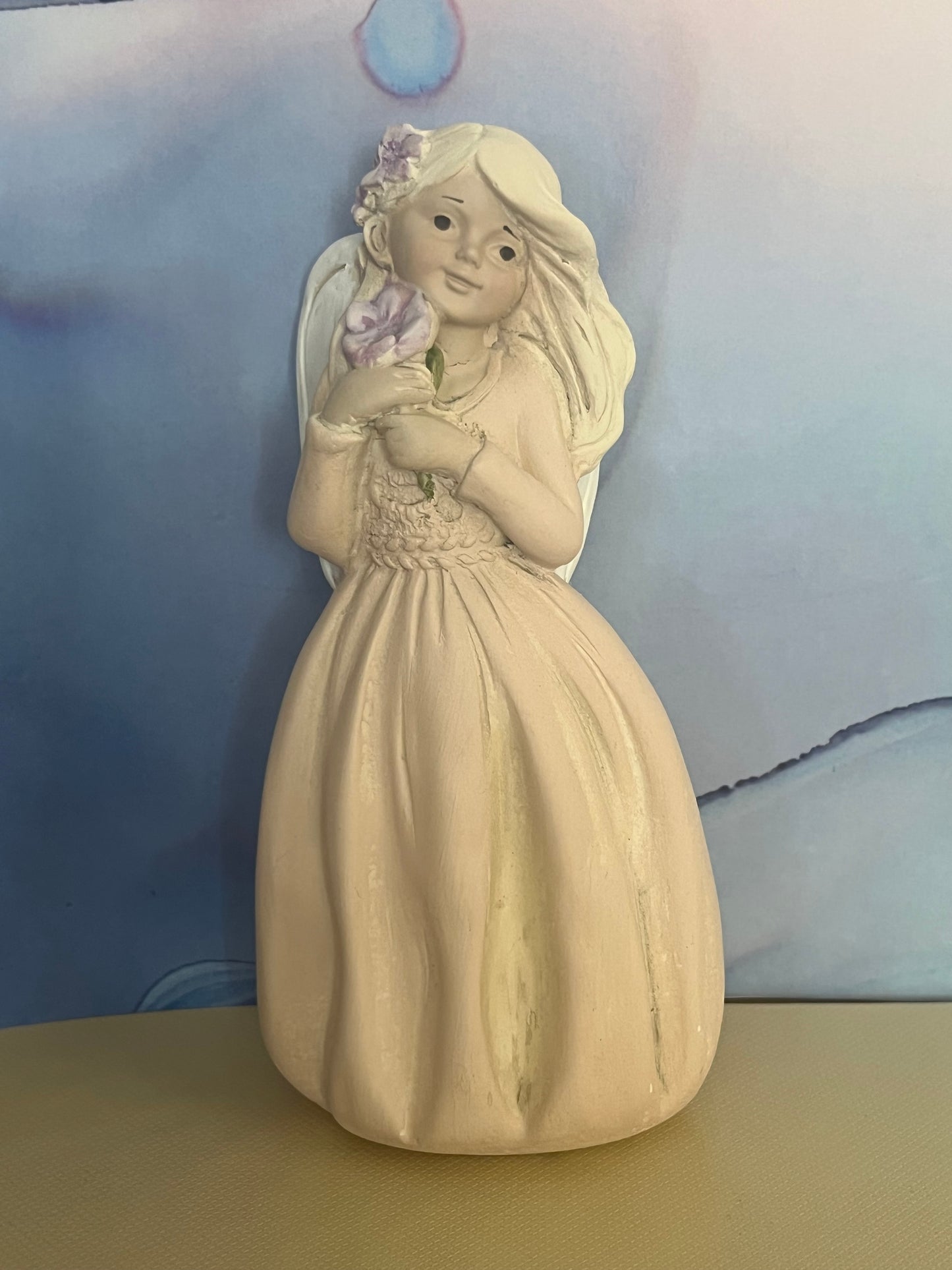 Ružová Anjelka s kvetinami (17cm)