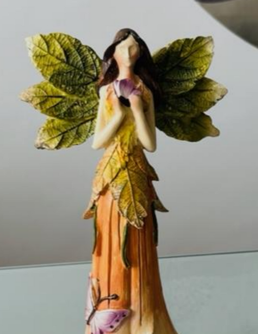 Anjel prírodný s krídlami z lístia, 25cm