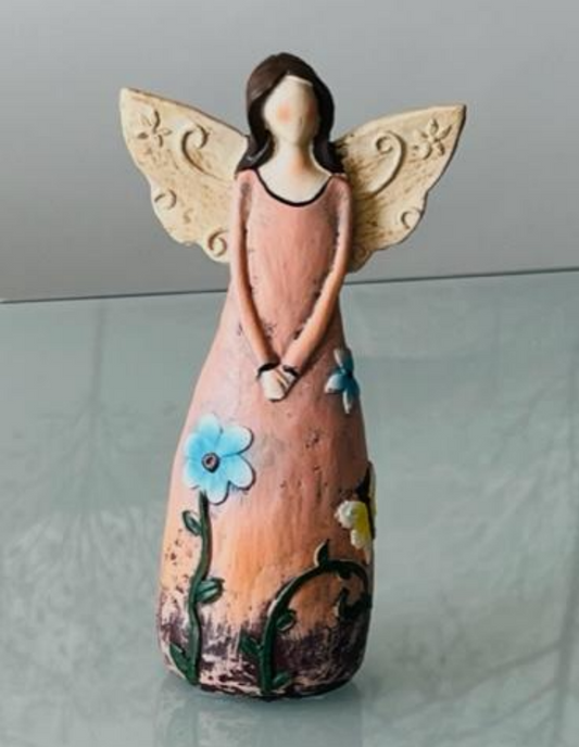 Anjel kvetinový lososový so srdiečkom, 15cm