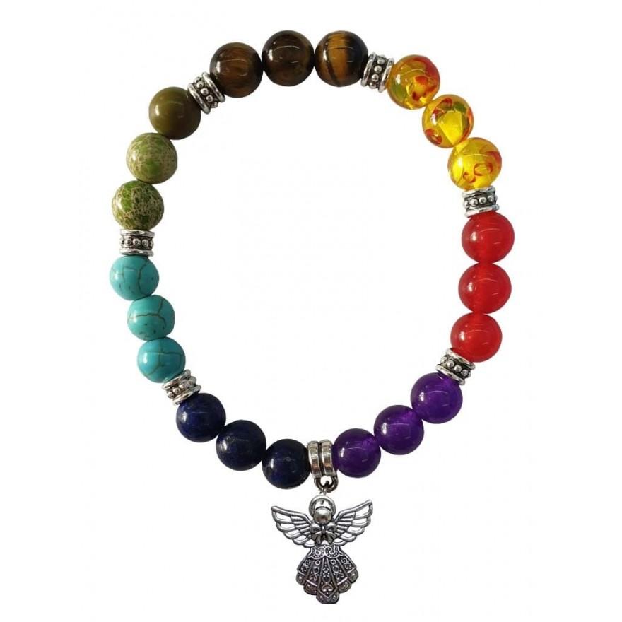 Čakrový náramok s Ochranným Anjelom, z polodrahokamov