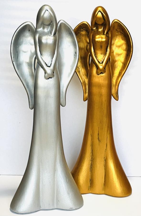 Anjel moderný zlatý, 35cm
